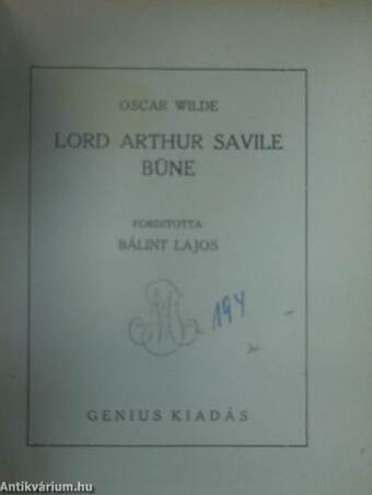 Lord Arthur Savile büne/A cantervillei kisértet