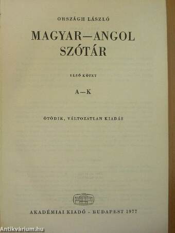 Magyar-angol szótár I-II.