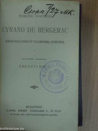 Cyrano de Bergerac/Elektra/Petőfi Sándor költeményei/Vergilius Aeneise/Hitel/Petőfi Sándor elbeszélő költeményei