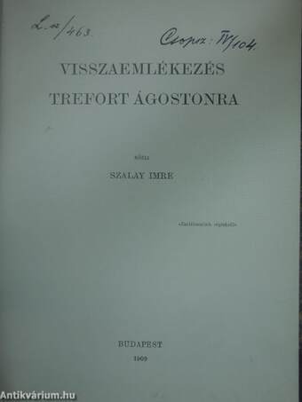 Visszaemlékezés Trefort Ágostonra