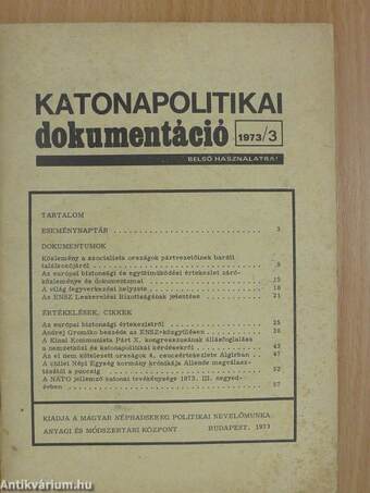 Katonapolitikai dokumentáció 1973/3