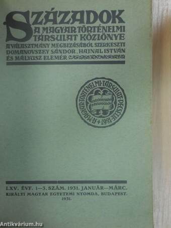 Századok 1931. január-december