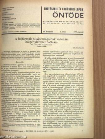 Bányászati és Kohászati Lapok - Kohászat 1978. január