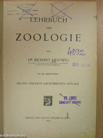 Lehrbuch der Zoologie (rossz állapotú)