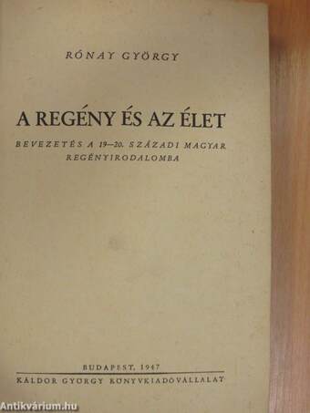 A regény és az élet