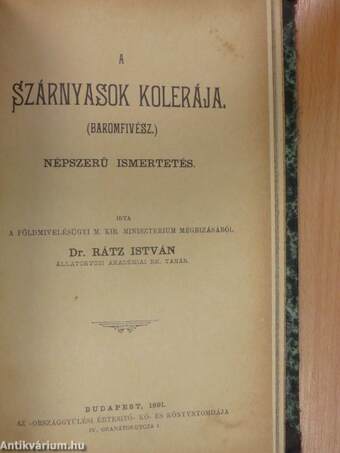 A vörös lóher termeszéséről/A gazdát érdeklő káros és hasznos állatokról/A szárnyasok kolerája (Baromfivész)