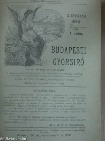 Budapesti Gyorsiró 1897. szeptember-1898. június/1898. szeptember-1899. június/Gyorsirászati Lapok 1898-1899. 1-4. szám