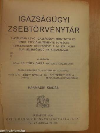 Igazságügyi zsebtörvénytár (rossz állapotú)