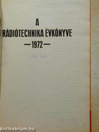 A Rádiótechnika évkönyve 1972.