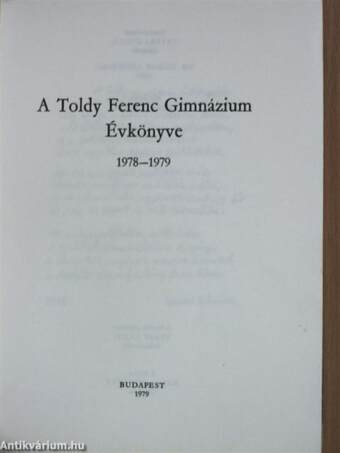 A Toldy Ferenc Gimnázium Évkönyve 1978