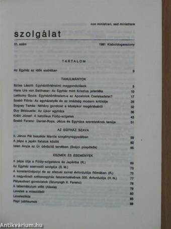 Szolgálat 1981. Kisboldogasszony