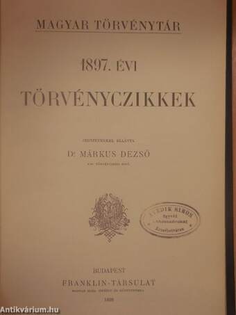 1897. évi törvényczikkek