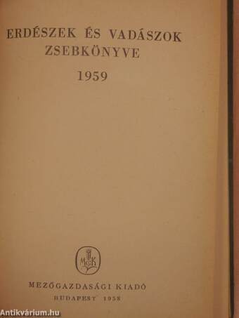 Erdészek és vadászok zsebkönyve 1959