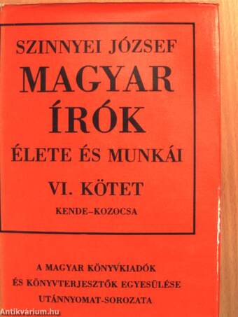 Magyar írók élete és munkái VI. (töredék)