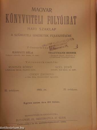 Magyar Könyvviteli Folyóirat 1910. január-december