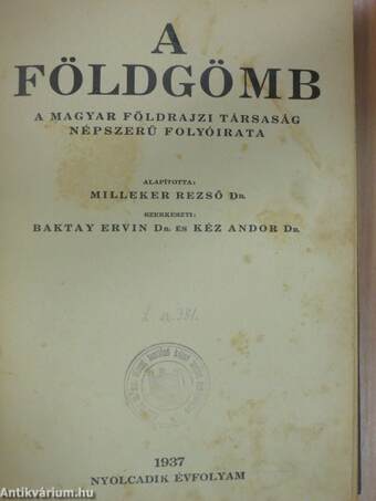A Földgömb 1937/1-10.