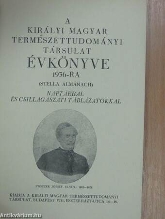 A Királyi Magyar Természettudományi Társulat évkönyve 1936-ra