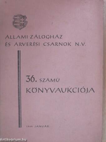 36. sz. könyvaukció 1949. január