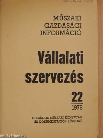 Vállalati szervezés 1976/22.