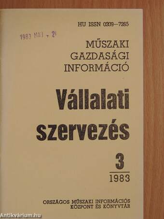 Vállalati szervezés 1983/3.