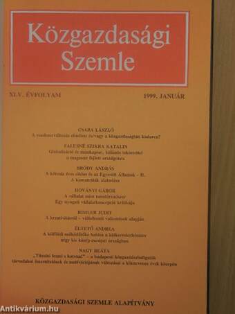 Közgazdasági Szemle 1999. január-december I-II.