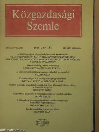 Közgazdasági Szemle 1985. január-december I-II.