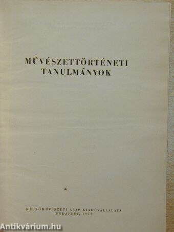 Művészettörténeti tanulmányok 1954-55