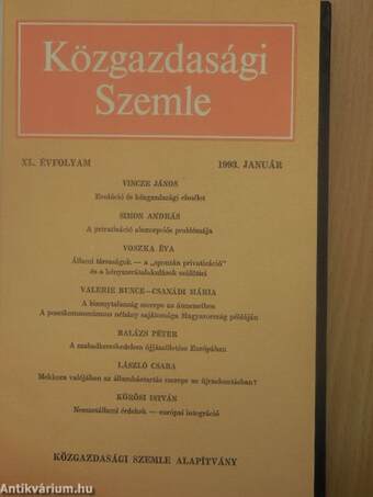 Közgazdasági Szemle 1993. január-december I-II.