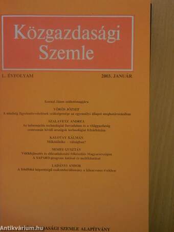 Közgazdasági Szemle 2003. január-december I-II.