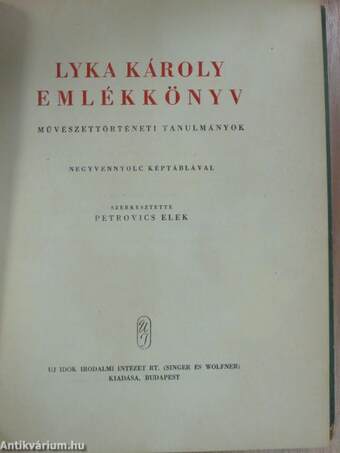 Lyka Károly emlékkönyv