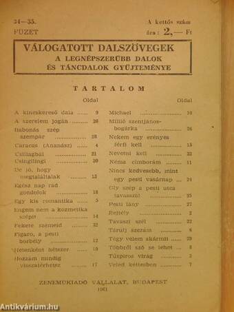 Válogatott dalszövegek 34-35.