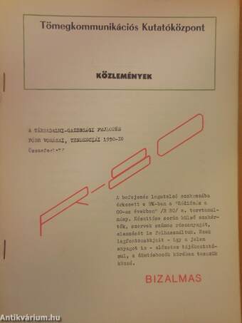 A társadalmi-gazdasági fejlődés főbb vonásai, tendenciái 1990-ig