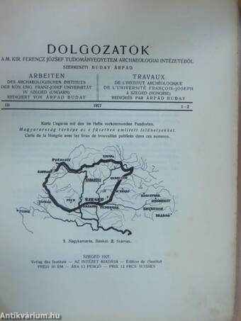 Dolgozatok a M. Kir. Ferencz József Tudományegyetem Archaeologiai Intézetéből 1927. III/1-2.