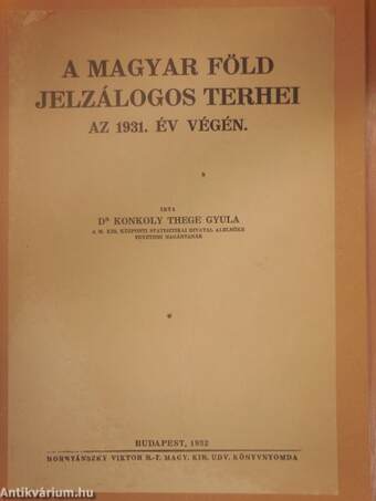 A magyar föld jelzálogos terhei az 1931. év végén