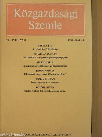 Közgazdasági Szemle 1994. január-december I-II.