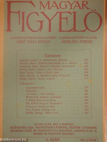 Magyar Figyelő 1913. junius 1.