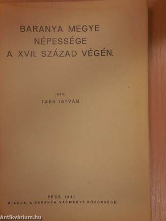 Baranya megye népessége a XVII. század végén