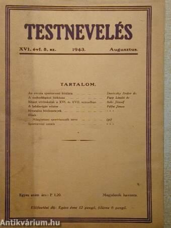 Testnevelés 1943. augusztus