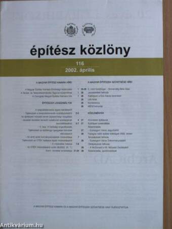 Építész Közlöny 2002-2003. (vegyes számok)(6db)/Építész Közlöny - Műhely 2008-2011. (vegyes számok)(14 db)