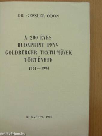 A 200 éves Budaprint PNYV Goldberger Textilművek története