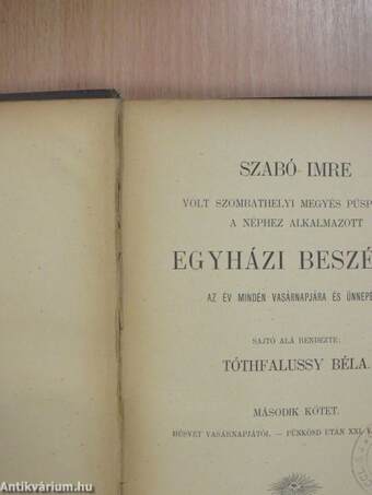 Szabó Imre volt szombathelyi megyés püspöknek a néphez alkalmazott egyházi beszédei II. (töredék)