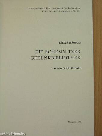 Die Schemnitzer Gedenkbibliothek