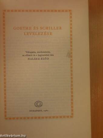 Goethe és Schiller levelezése