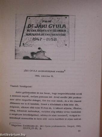 Gyászbeszédek és megemlékezések a Szegedi Orvostudományi Egyetemen