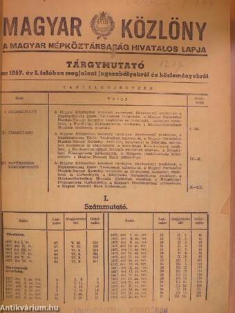 Magyar Közlöny 1957. január-június (fél évfolyam)