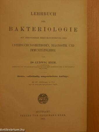 Lehrbuch der Bakteriologie (rossz állapotú)