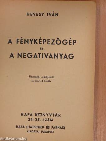 A fényképezőgép és a negativanyag