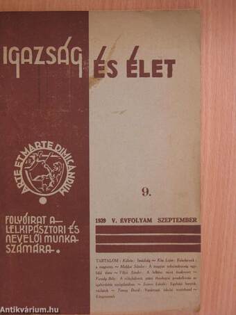 Igazság és Élet 1939. szeptember