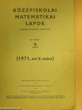 Középiskolai matematikai lapok 1971/3.