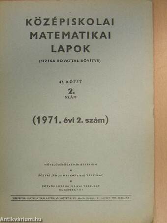 Középiskolai matematikai lapok 1971/2.